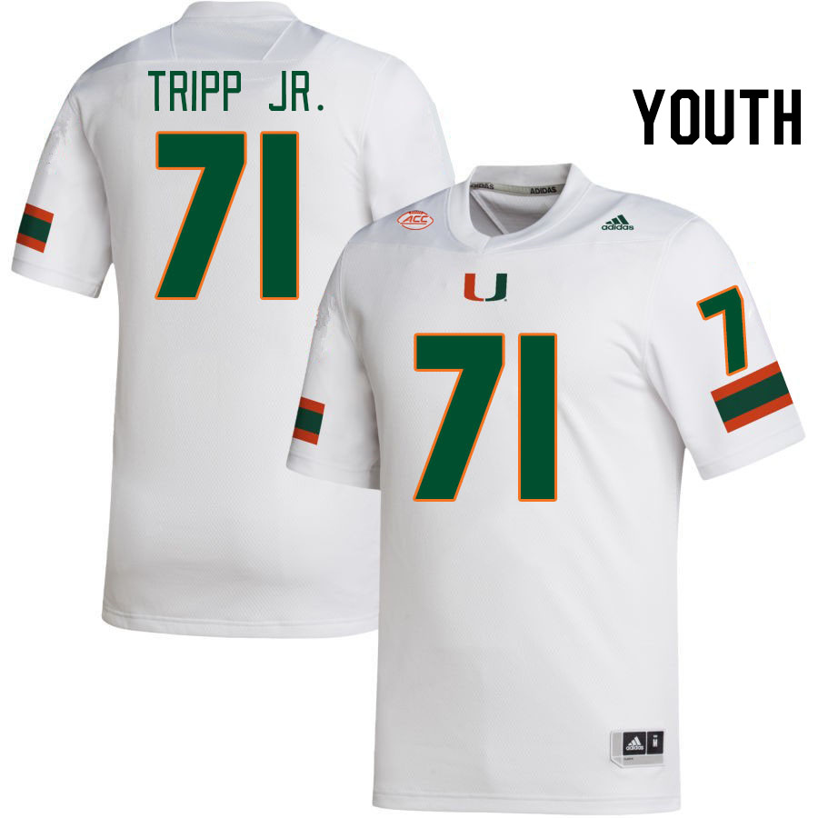 Youth #71 Antonio Tripp Jr. Miami Hurricanes College Football Jerseys Stitched-White